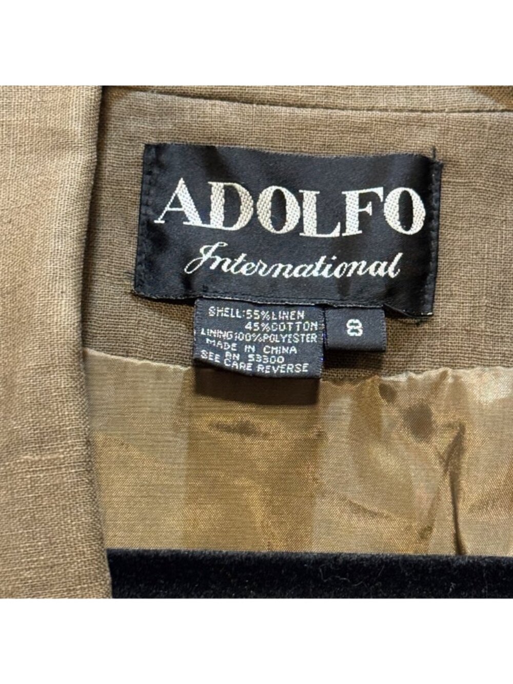 Adolfo Women's Khaki Linen Blazer Size 8 Single-Button Classic 90's Quiet Luxury - Picture 3 of 7